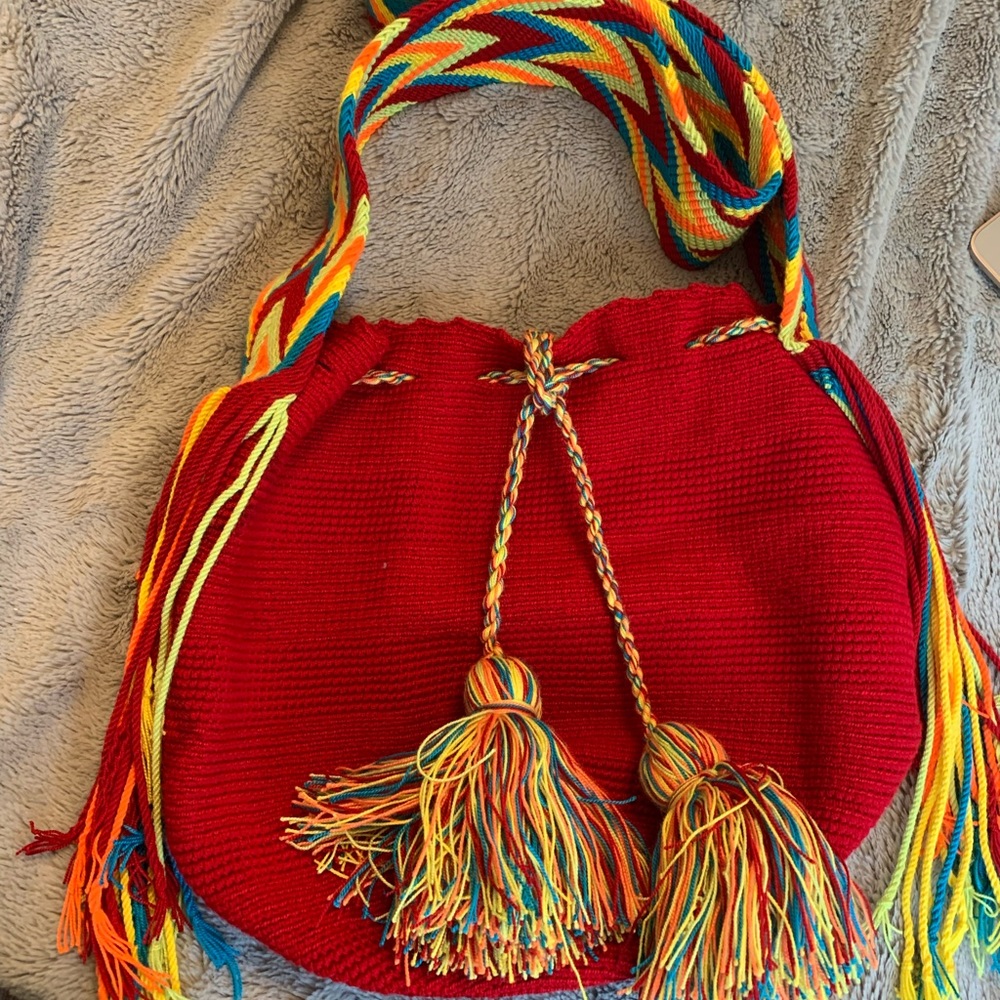 Red Red Wayuu Mochila Bag